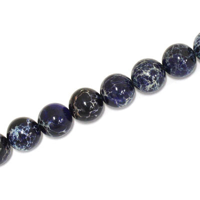 IMPERIAL JASPER BEADS DYED 10MM DARK BLUE - 40 PCS