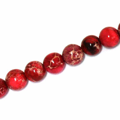 IMPERIAL JASPER BEADS DYED 10MM RED - 40 PCS