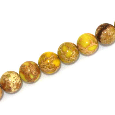 IMPERIAL JASPER BEADS DYED 10MM YELLOW - 40 PCS