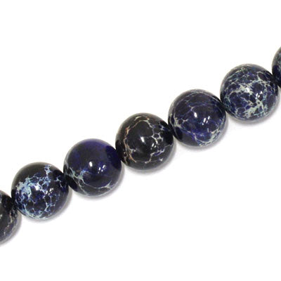 IMPERIAL JASPER BEADS DYED 12MM DARK BLUE - 32 PCS