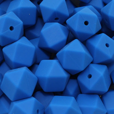 14 MM HEXAGON SILICONE BEADS AQUA - 4 PCS