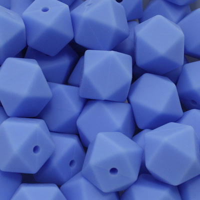 14 MM HEXAGON SILICONE BEADS BLUE - 4 PCS