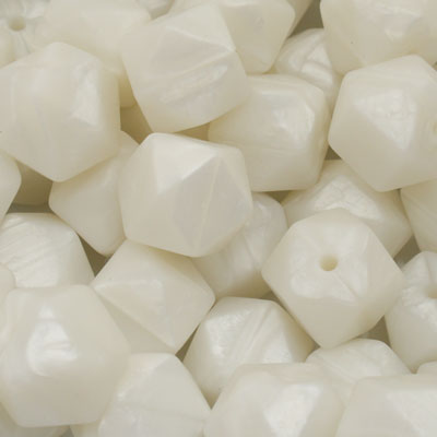 14 MM HEXAGON SILICONE BEADS WHITE - 4 PCS