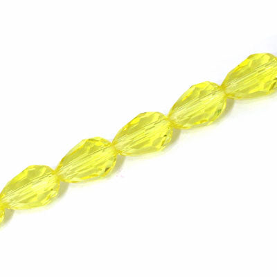 15 X 10 MM CRYSTAL TEARDROP BEADS YELLOW - APPROX 48 PCS