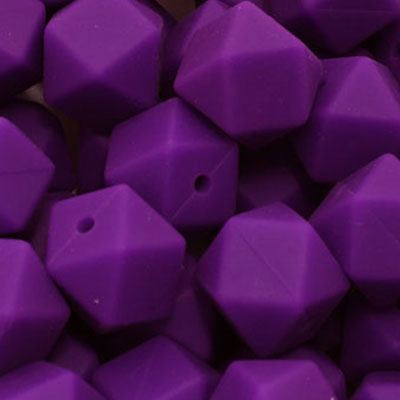 18 MM HEXAGON SILICONE BEADS DARK PURPLE - 3 PCS