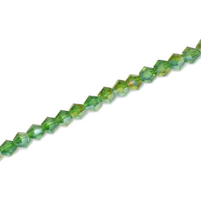 3MM CRYSTAL BI-CONE STRANDS - APPROX 125/PCS - DARK GREEN AB