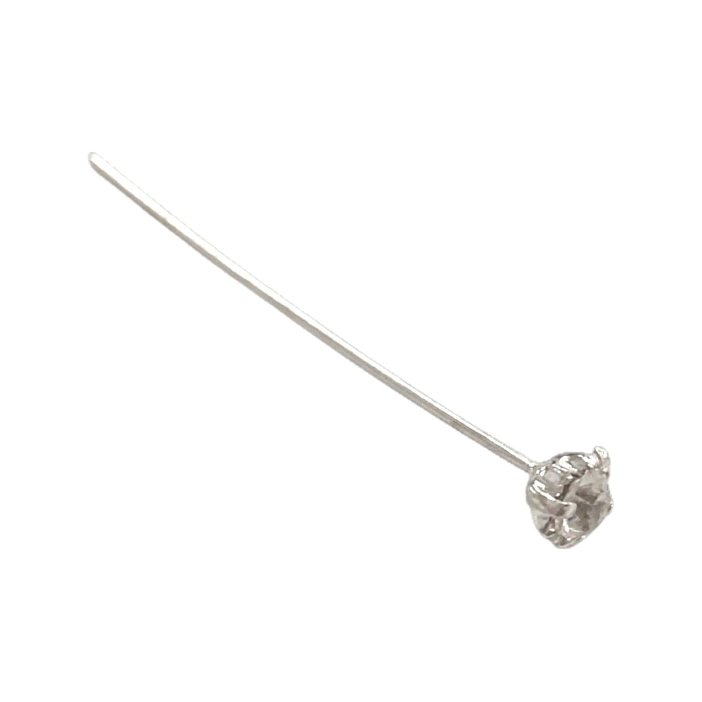 36 MM SILVER HEADPIN WITH WHITE RHINESTONE - 4 PCS