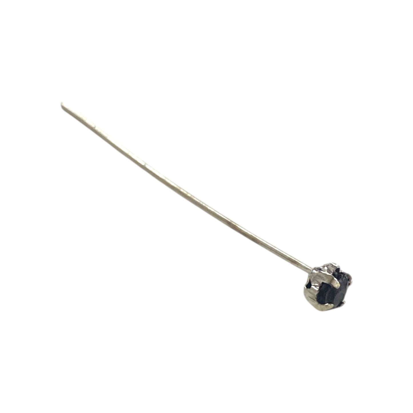 36 MM SILVER HEADPIN WITH BLACK RHINESTONE - 5 PCS