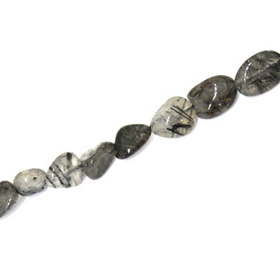 BLACK RUTILATED QUARTZ IRREGULAR APPROX 8-10 MM - APPROX - 40 PCS (40CM STRAND)