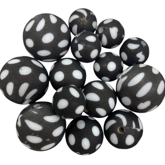 SILICONE BEADS - BLACK SPOTS