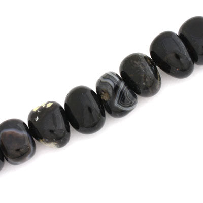 AGATE BLACK APPROX 14 MM - APPROX - 36 PCS (40CM STRAND)