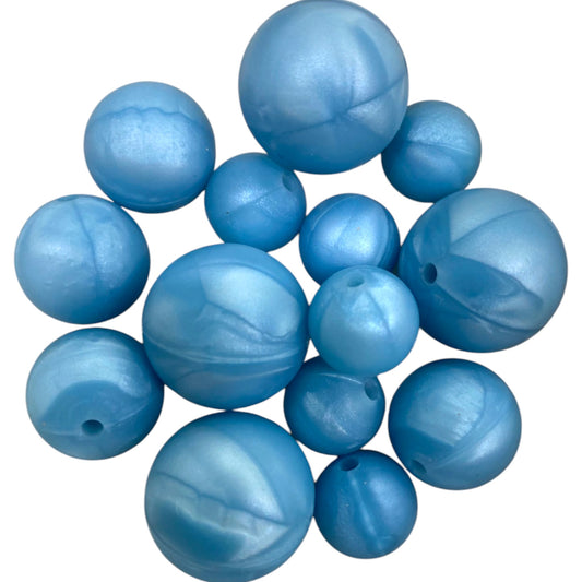 SILICONE BEADS - BLUE SWIRLS