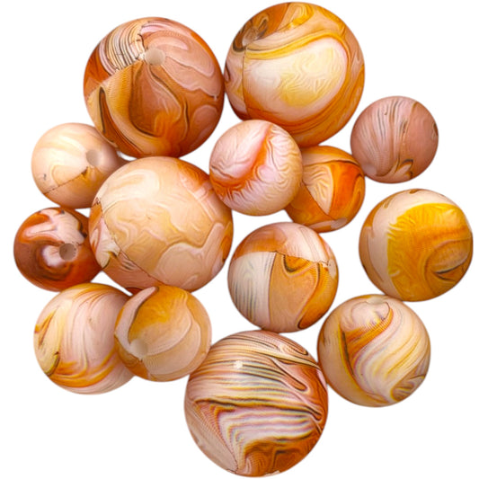 SILICONE BEADS - CARAMEL SWIRLS