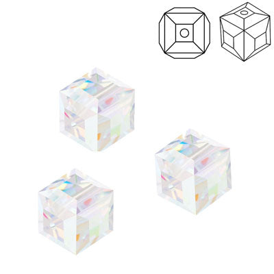 4 MM CRYSTAL AB CUBE BEADS - 100 PCS