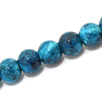 12 MM ROUND GLASS BEADS DARK AQUA - 67 PCS