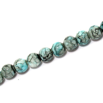 6 MM ROUND GLASS BEADS LIGHT AQUA / GREY - 150 PCS