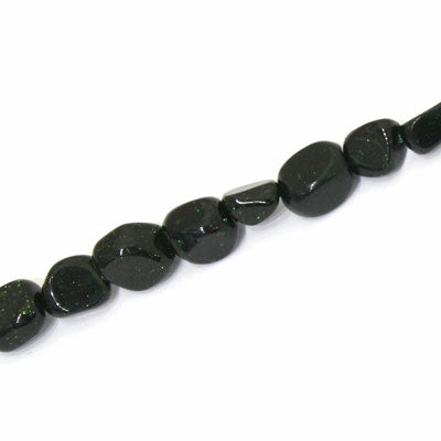 GREEN GOLDSTONE IRREGULAR APPROX 6-8 MM - APPROX - 40 PCS (40CM STRAND)