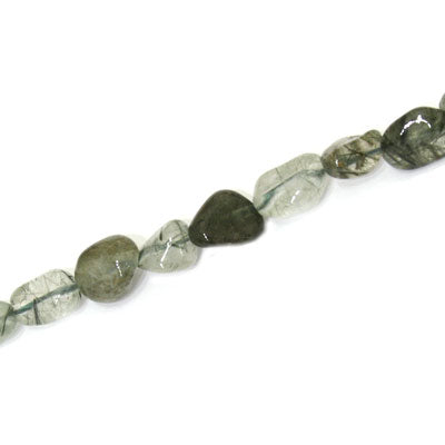 GREEN RUTILATED QUARTZ IRREGULAR APPROX 6-10 MM - APPROX - 40 PCS (40CM STRAND)