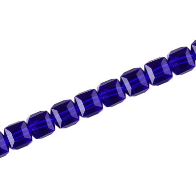 6 MM CRYSTAL CUBE BEADS ROYAL BLUE - 100 PCS