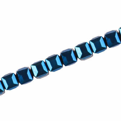 6 MM CRYSTAL CUBE BEADS METALLIC BLUE - 100 PCS