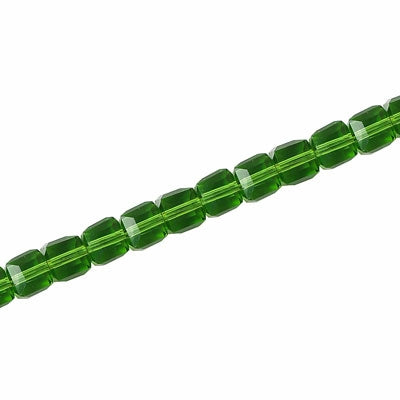 4 MM CRYSTAL CUBE BEADS GREEN - 100 PCS