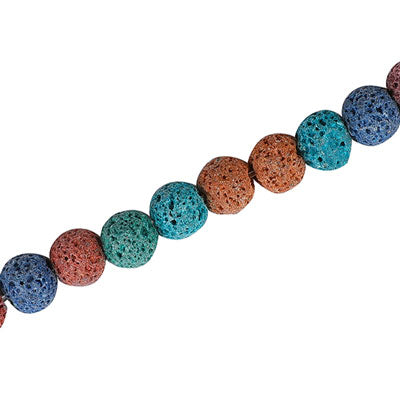 LAVA ROCK BEADS 8 MM MIX COLOURS - 48 PCS