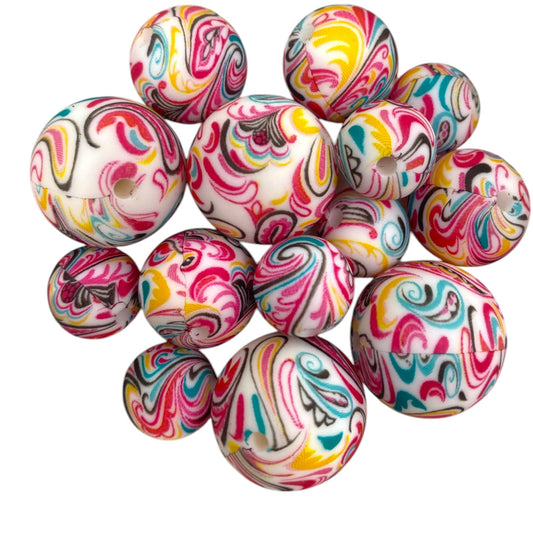 SILICONE BEADS - HEART SWIRLS