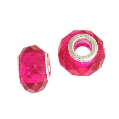 14 MM (5 MM HOLE) LARGE HOLE BEADS - HOT PINK - 6 PCS