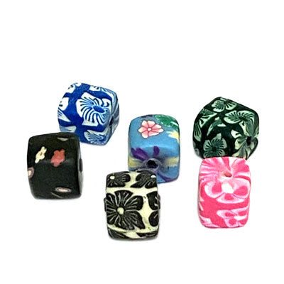 8 MM POLYMER CLAY CUBE BEADS - 20 PCS