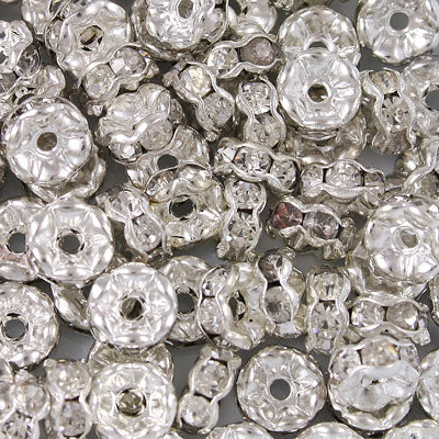 5MM RHINESTONE RONDELLE SPACER CLEAR - 8 PCS