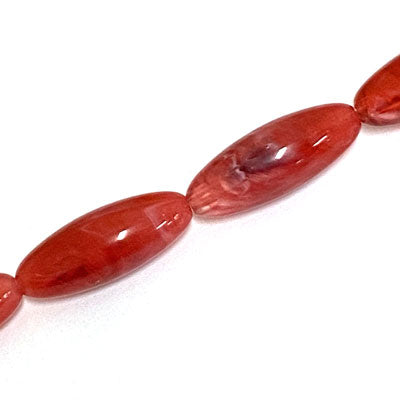 31 X 12 MM OVAL BEADS - STRAWBERRY  SWIRL - 10 PCS