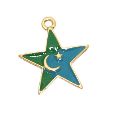 STAR CHARM 20 MM GOLD / BLUE / GREEN - 4 PCS