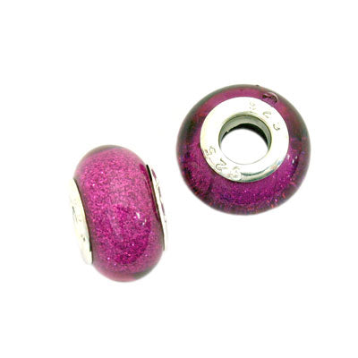 14 MM WITH (5 MM HOLE) LARGE HOLE BEADS - DARK PINK - 6 PCS