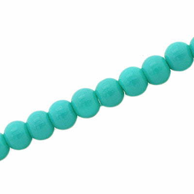 6 MM ROUND GLASS OPAQUE BEADS LIGHT TEAL - 135 PCS