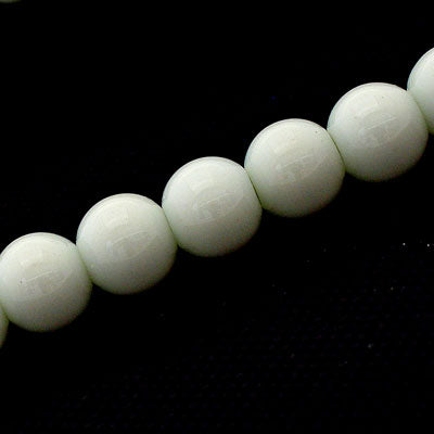 12 MM ROUND GLASS OPAQUE BEADS WHITE - 70 PCS