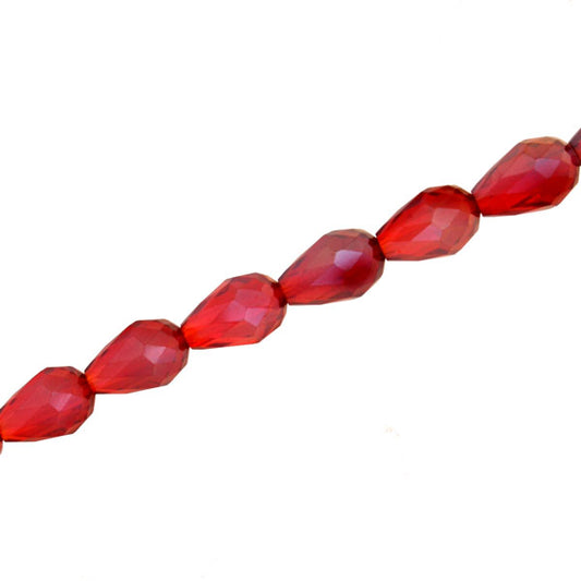 8 X 6 MM CRYSTAL TEARDROP BEADS DARK RED - APPROX 72 PCS