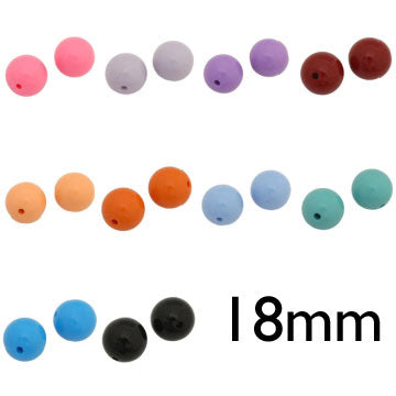 18 MM ROUND OPAQUE BEADS - 10 PCS