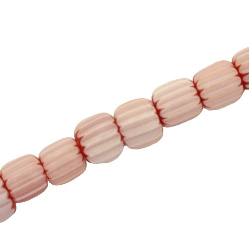 6 MM GLASS BEADS RED/WHITE - APPROX 65 PCS