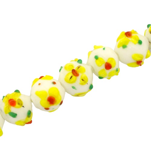 12 MM GLASS LAMPWORK BEADS WHITE - 30 PCS