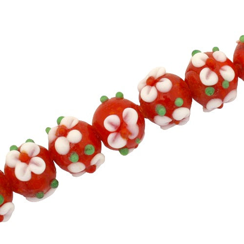 12 MM GLASS LAMPWORK BEADS RED - 30 PCS