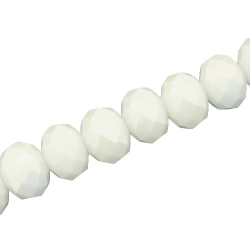 14 X 10 MM CRYSTAL RONDELLE BEADS ALABASTER WHITE - APPROX 60 / PCS