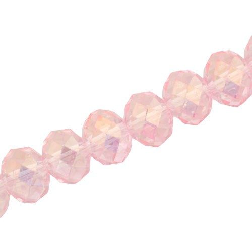 14 X 10 MM CRYSTAL RONDELLE BEADS PINK AB - APPROX 60 / PCS