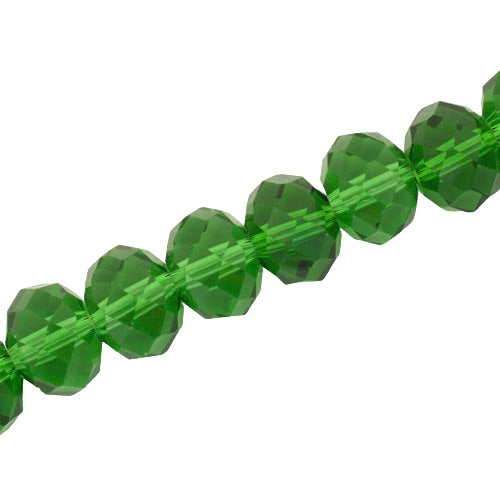 14 X 10 MM CRYSTAL RONDELLE BEADS GREEN - APPROX 60 / PCS