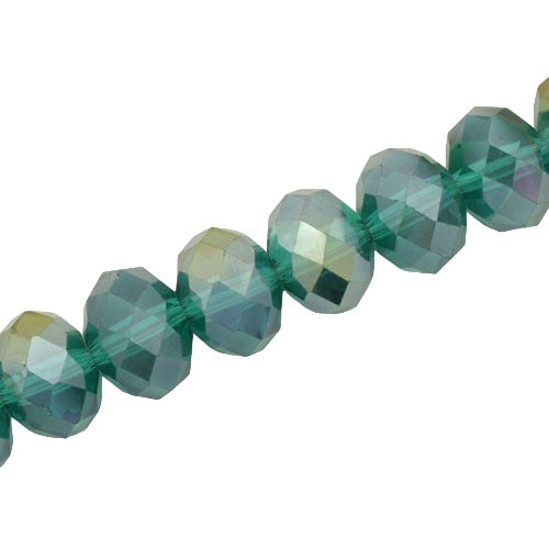 14 X 10 MM CRYSTAL RONDELLE BEADS TEAL AB - APPROX 60 / PCS