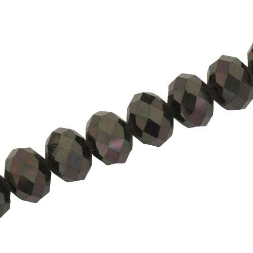 14 X 10 MM CRYSTAL RONDELLE BEADS METALLIC GUNMETAL - APPROX 60 / PCS