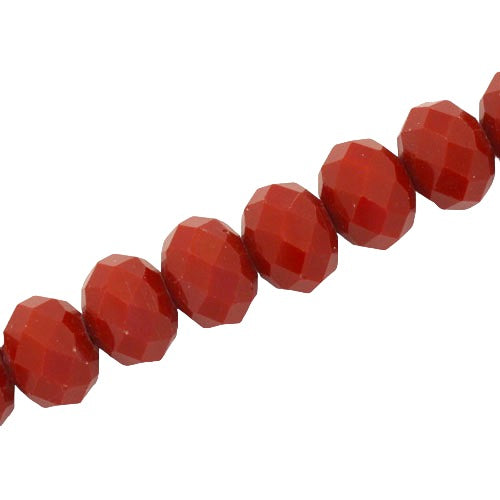 14 X 10 MM CRYSTAL RONDELLE BEADS OPAQUE RED - APPROX 60 / PCS