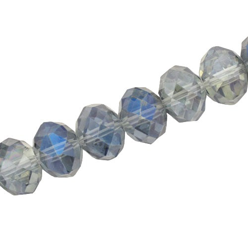 14 X 10 MM CRYSTAL RONDELLE BEADS BLUE GRAY - APPROX 60 / PCS