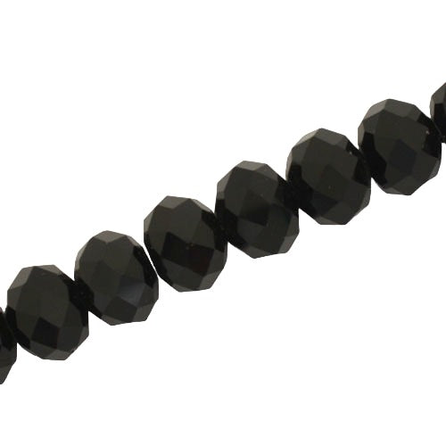 14 X 10 MM CRYSTAL RONDELLE BEADS BLACK - APPROX 60 / PCS