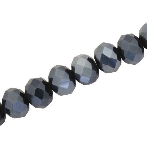 14 X 10 MM CRYSTAL RONDELLE BEADS HEMATITE - APPROX 60 / PCS