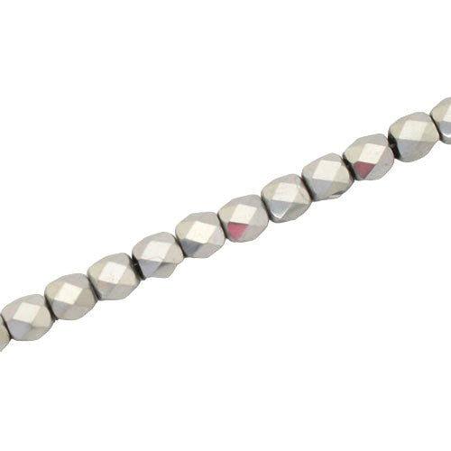 4 MM FACETED CRYSTAL BEADS METALLIC SILVER - APPROX 100 PCS